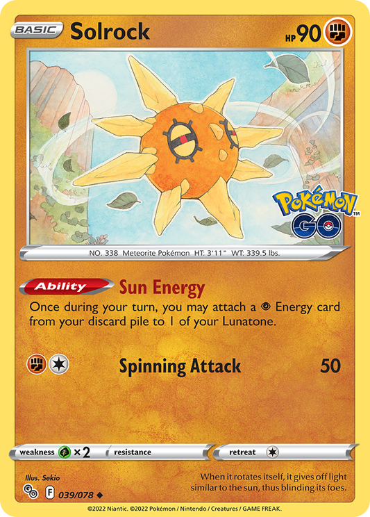 2022 Pokemon SWSH Pokemon Go 039/078 Solrock Reverse