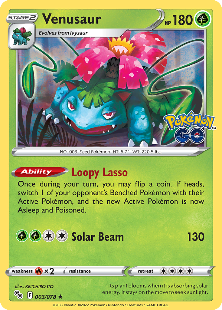 2022 Pokemon SWSH Pokemon Go 003/078 Venusaur Holo