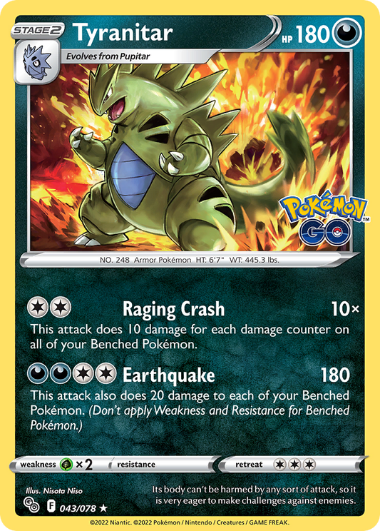 2022 Pokemon SWSH Pokemon Go 043/078 Tyranitar Holo