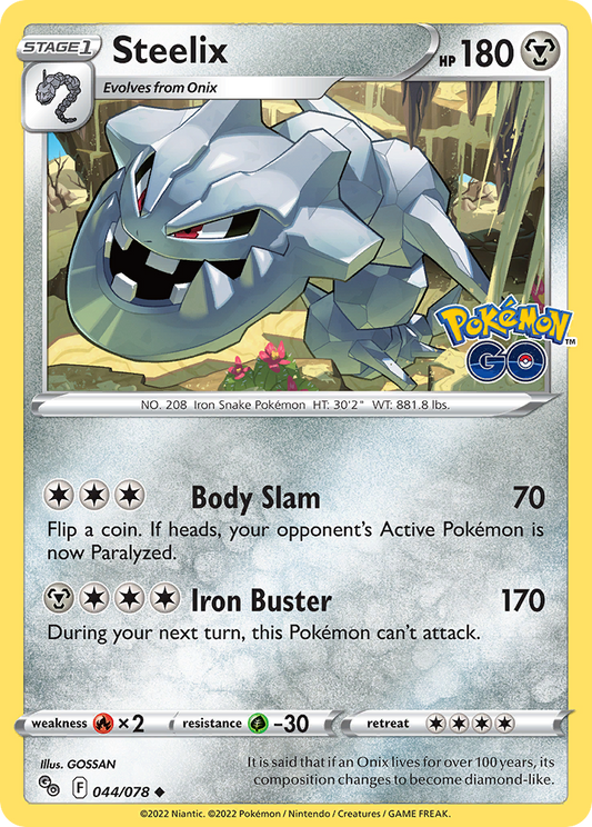 2022 Pokemon SWSH Pokemon Go 044/078 Steelix Reverse