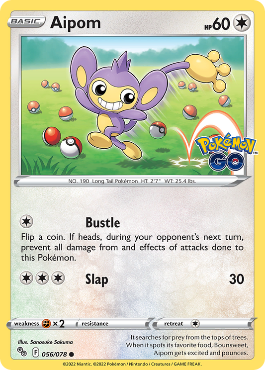 2022 Pokemon SWSH Pokemon Go 056/078 Aipom Reverse