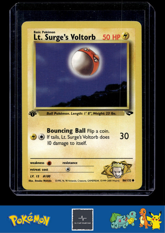 Pokemon Gym Challenge 086/132 Lt. Surge's Voltorb 1st Ed