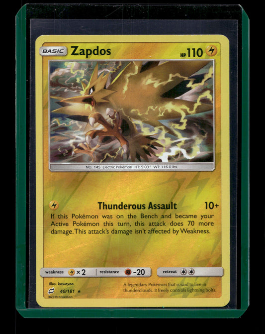 2019 Pokemon SM Team Up 40/181 Zapdos Reverse