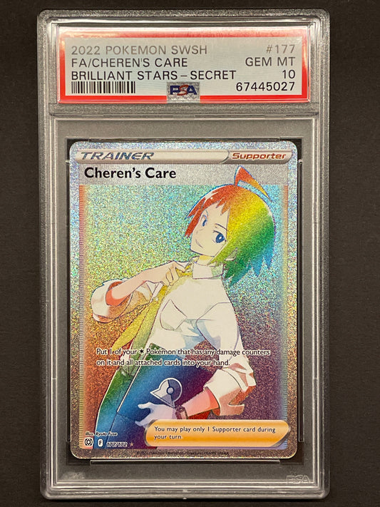 2022 Pokemon SWSH Brilliant Stars 177/172 Cheren's Care PSA 10