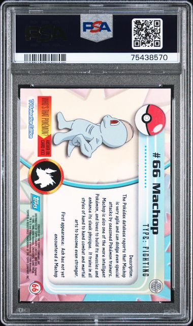 1999 Topps Pokemon TV Animation UK Print 66 Machop Foil PSA 9