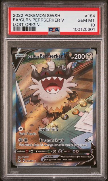 2022 Pokemon SWSH Lost Origin 184/196 Galarian Perrserker V PSA 10