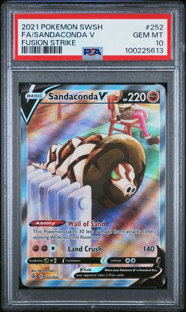 2021 Pokemon SWSH Fusion Strike 252/264 Sandaconda V PSA 10