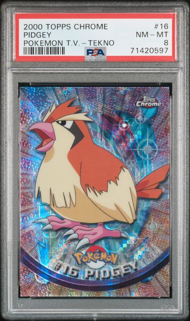 2000 Topps Pokemon TV Chrome 16 Pidgey TEKNO PSA 8