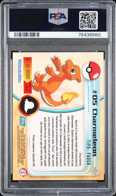 1999 Topps Pokemon TV Animation Italian 5 Charmeleon PSA 8