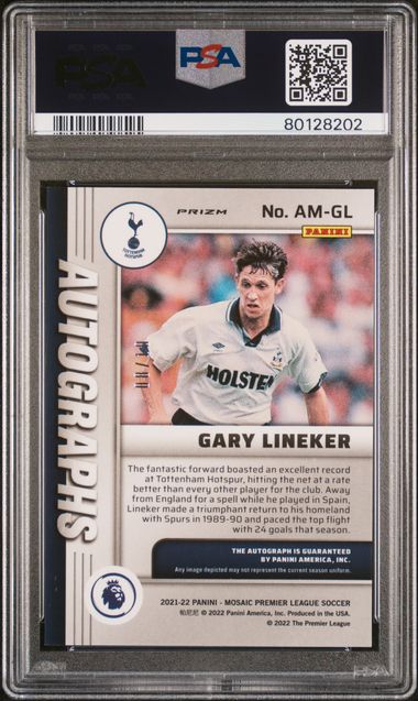 2021-22 Mosaic Premier League Autograph Gold /10 Gary Lineker PSA 10