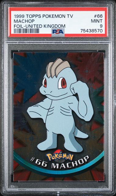 1999 Topps Pokemon TV Animation UK Print 66 Machop Foil PSA 9